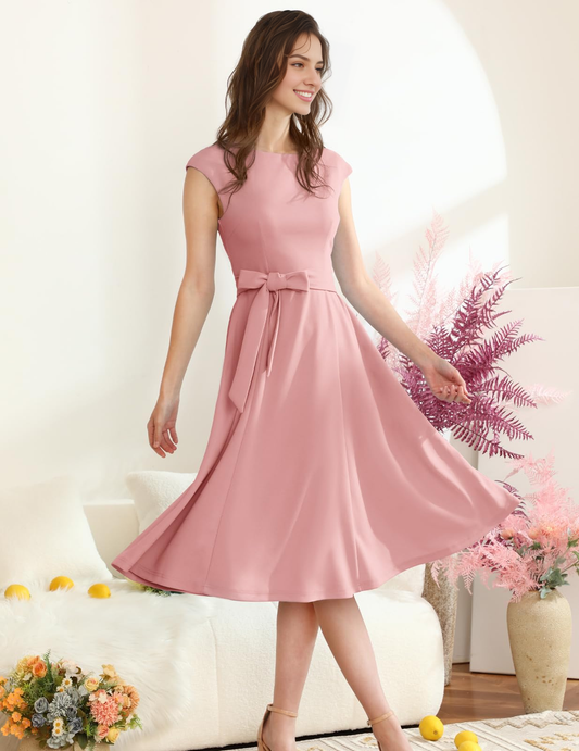 Prom Dress Round Neck Elegant Simple Party Retro Wedding Guest Dresses Formal Wear Dresses