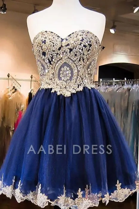 AABEI DRESS New Homecoming Dress A-line Sweetheart Strapless Tulle with Beading Gorgeous Short Prom Dress