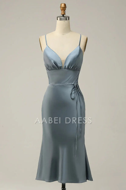 AABEI DRESS Hot Sale Prom Dress Simple Sheath Spaghetti Strap Sweetheart Short Skirt Formal Dress
