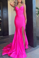 Evening Dress Spaghetti Strap Sweetheart Mermaid Cultivate oneself Backless Sweep Train Prom Dress Elegant Simple Formal Women's Dresses