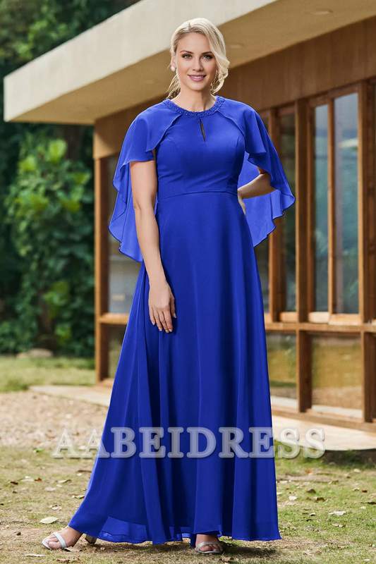 AABEI DRESS Mother of the Bride Dresses Flutter Sleeves Chiffon A-Line Ruched Dress Fashion Elegant Formal Dress Wedding Guests Dresses