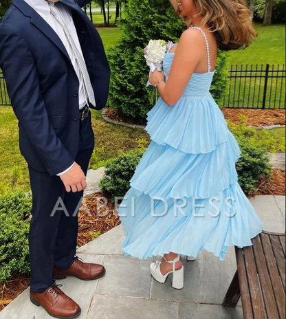 AABEI DRESS Prom Dress Cute A Line Sweetheart Pleat Tiers Chiffon Long with Pearls Beading Exquisite Formal Dress