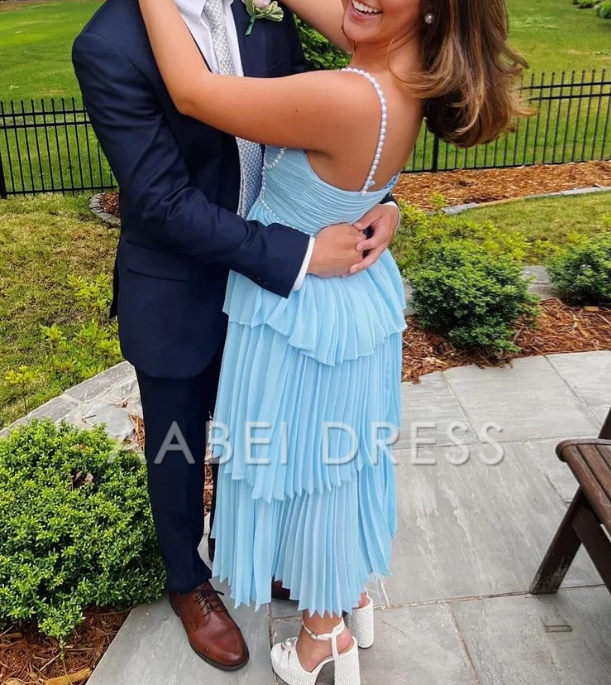 AABEI DRESS Prom Dress Cute A Line Sweetheart Pleat Tiers Chiffon Long with Pearls Beading Exquisite Formal Dress