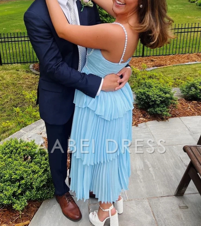 AABEI DRESS Prom Dress Cute A Line Sweetheart Pleat Tiers Chiffon Long with Pearls Beading Exquisite Formal Dress