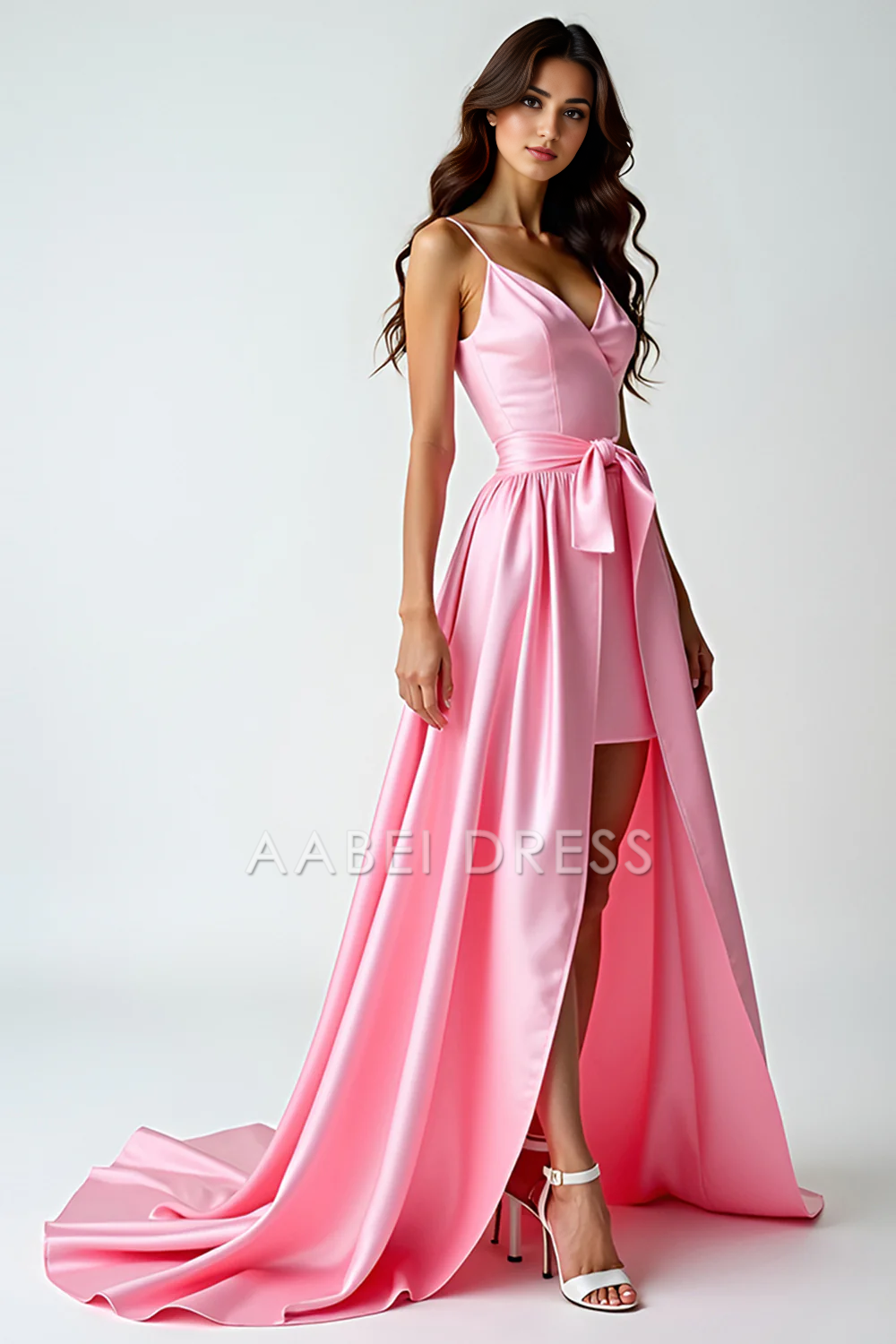 AABEI DRESS Hot Sale Prom Dress Elegant V-Neck Spaghetti Strap Backless Asymmetrical High-Low Fashion Formal Dress