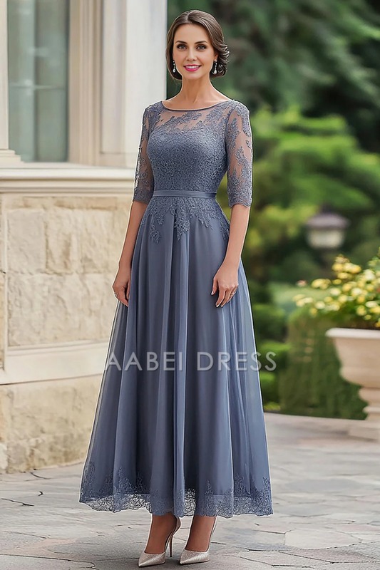 AABEI DRESS Mother Of The Bride Dress Elegant Lace Half Sleeves Retro Exquisite Formal Wear Dresse