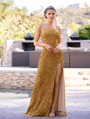 Evening Dress Mermaid Scoop Neck Sweep Train Sequins Backless Side Fork Prom Dresses Charming Formal Women's Dresses