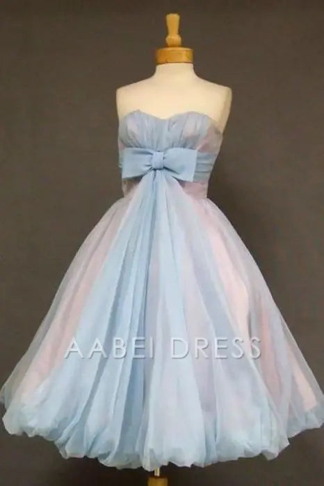 AABEI DRESS New Homecoming Dress Elegant A-line Strapless Sweetheart Cute with Bowknot Tea-Length Prom Dress