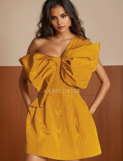 AABEI DRESS New Homecoming Dress High Fashion Ball Gown A-Line Elegant Dress Formal Sleeveless One Shoulder with Bow(s) Unique Short Prom Dresse