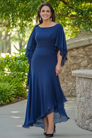 AABEI DRESS Mother Of The Bride Dress Elegant Mermaid Ruffle Flowy 3/4 Sleeves Chiffon Long Formal Wear Dresse