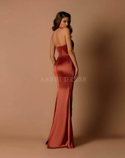 Prom Dress High Slit Halter Satin Bridesmaid Dresses Long Mermaid Open Back Evening Gowns Formal Wear Dresses