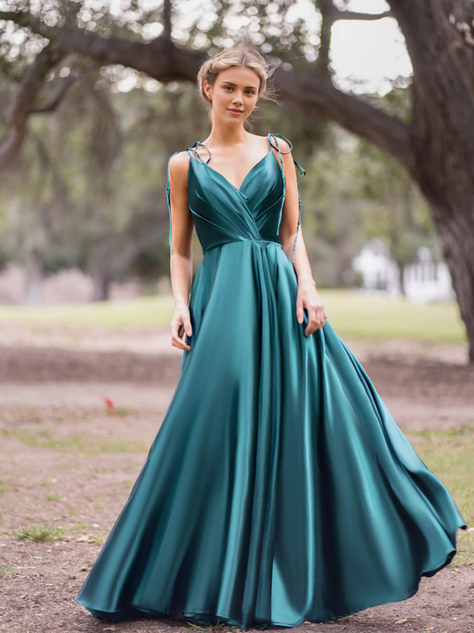 Evening Dress V Neck Lace up A-Line Pleated Floor Length Sweep Train High Quality Elegant Formal Women's Dresses