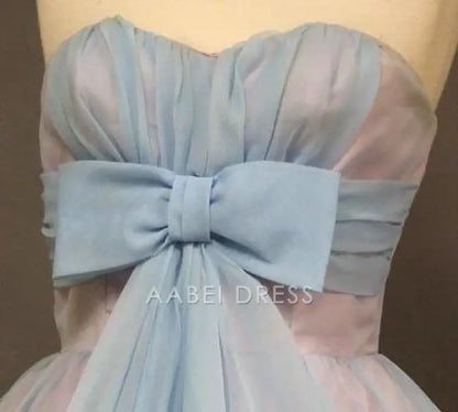 AABEI DRESS New Homecoming Dress Elegant A-line Strapless Sweetheart Cute with Bowknot Tea-Length Prom Dress