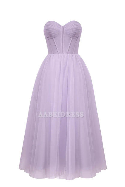 Evening Dress Sweetheart Strapless Puffy Midi Tulle Dress Romantic Atmosphere Simple Formal Women's Dresses