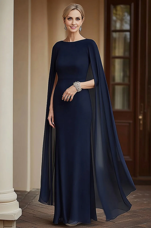 AABEI DRESS Mother Of The Bride Dress Flowy Mermaid Chiffon Long Cape Elegant Simple Formal Wear Dresse