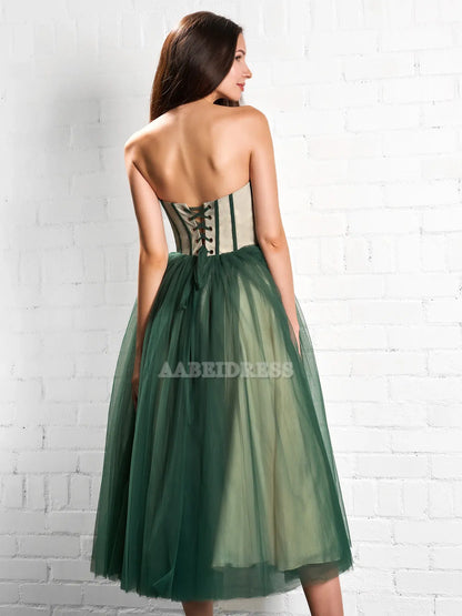 Evening Dress Sweetheart Strapless Puffy Midi Tulle Dress Romantic Atmosphere Simple Formal Women's Dresses