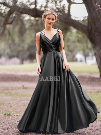 Evening Dress V Neck Lace up A-Line Pleated Floor Length Sweep Train High Quality Elegant Formal Women's Dresses