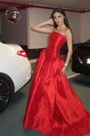 AABEI DRESS Prom Dress Princess A Line Strapless Long With Ruffles Gorgeous Formal Dress