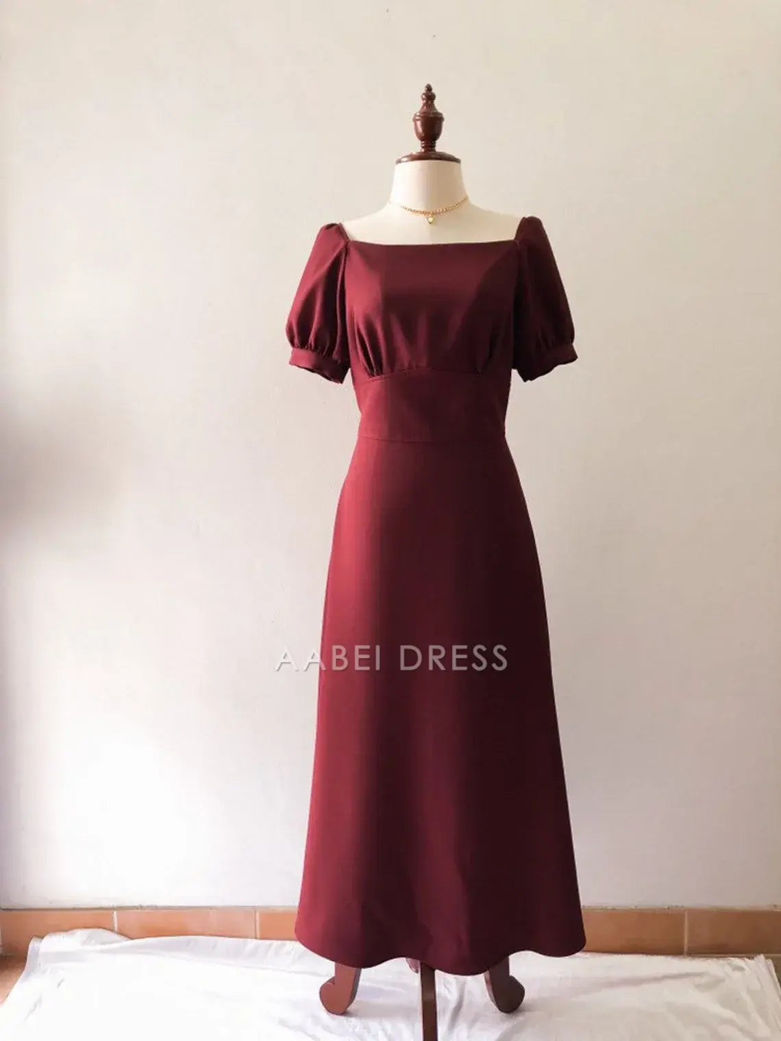 AABEI DRESS Party Dress Elegant A Line Square Neck Puff Sleeve Vintage Graduation Prom Dress