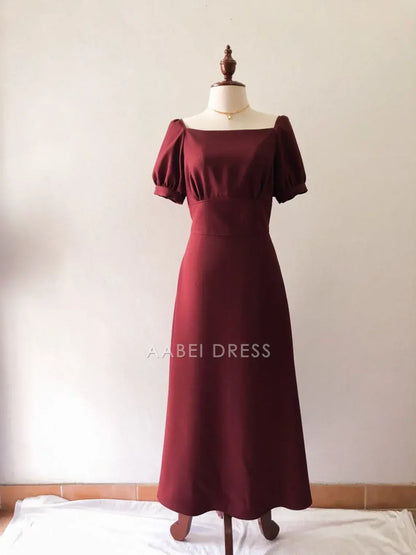 AABEI DRESS Party Dress Elegant A Line Square Neck Puff Sleeve Vintage Graduation Prom Dress