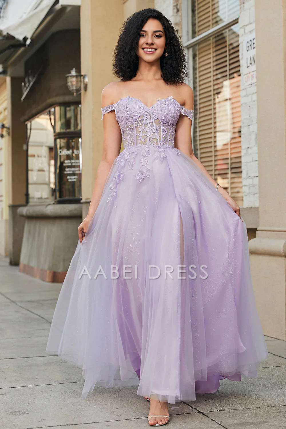 AABEI DRESS Hot Sale Prom Dress Gorgeous A Line Sweetheart Off The Shoulder Corset With Lace Appliques Long Party Dress