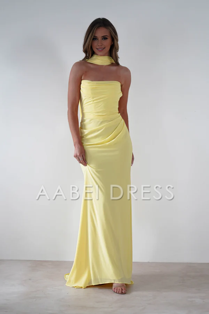AABEI DRESS Prom Dress Stunning Strapless Fitted Chiffon Versatile ties Pleated Gathered bodice Dress