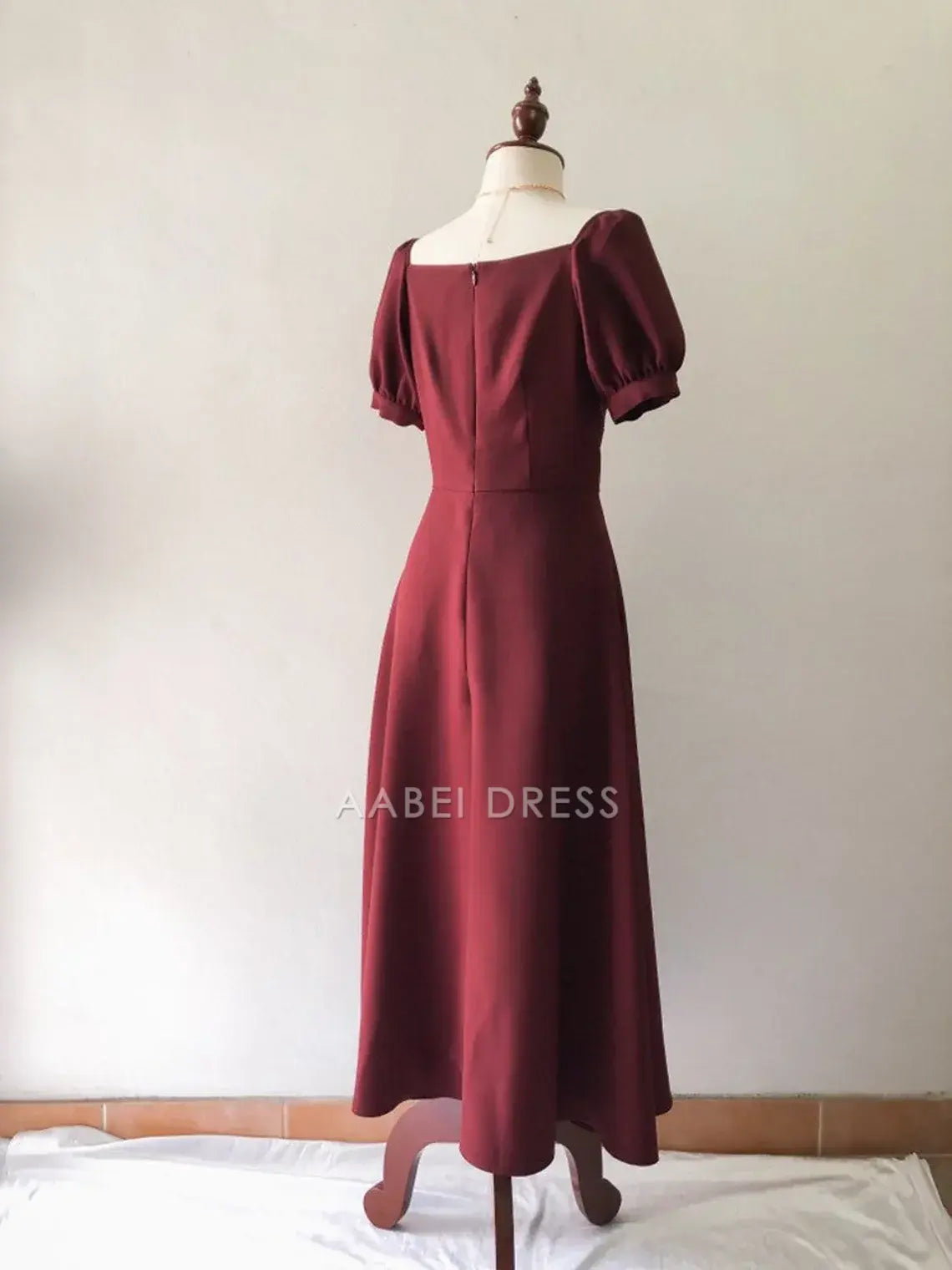 AABEI DRESS Party Dress Elegant A Line Square Neck Puff Sleeve Vintage Graduation Prom Dress