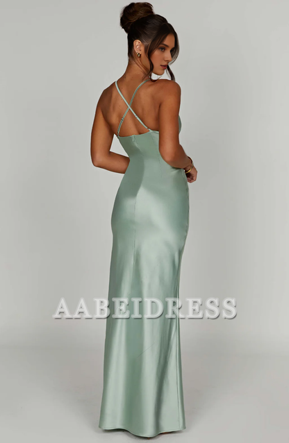 Formal Wear Dresses Prom Dresses Elegant Mermaid Halter Plunge Neckline Backless Sheath Dresses Fashion Simple Wedding Guests Dresses