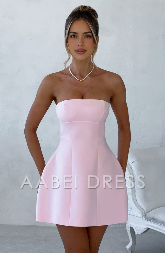 AABEI DRESS Hot Sale Homecoming Dress Elegant A Line Strapless Mini Dress Simple Short Prom Dresse