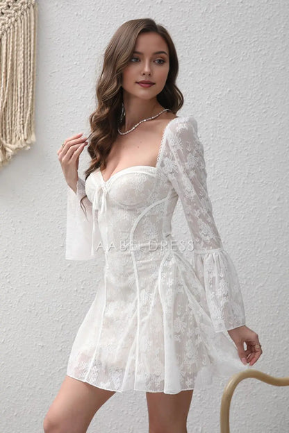 AABEI DRESS New Homecoming Dress Charming Bodycon Sweetheart Long Sleeves Lace Dress Graduation Dress