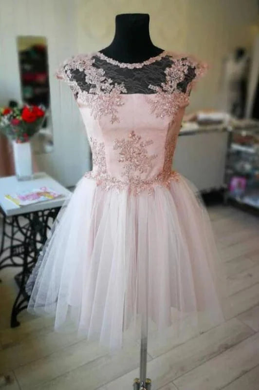 AABEI DRESS Homecoming Dress A Line Short Tulle Lace Appliuques Cute Graduation Dress Prom Dress