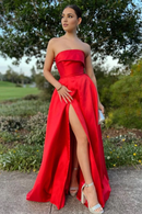AABEI DRESS Hot Sale Prom Dress Trendy A Line Strapless Long with Split Front Elegant Formal Dress