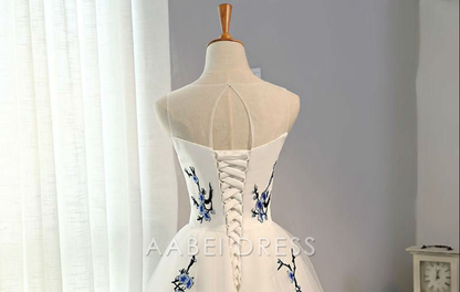 AABEI DRESS New Homecoming Dress Exquisite A-Line Round Neck sleeveless Tulle Retro Applique Short Prom Dresse
