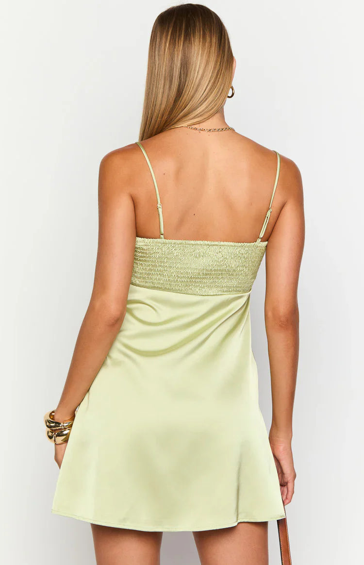 A-line Square-neck Pleated Sleeveless Satin Mini Homecoming Dresses