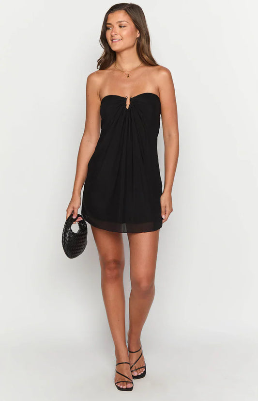 A-line Strapless Keyhole-neck Chiffon Mini Homecoming Dresses