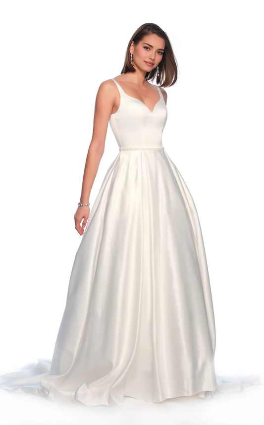 AABEI DRESS Elegant A Line V Neck Spaghetti Strap Backless Floor-length High Quality Wedding Dress