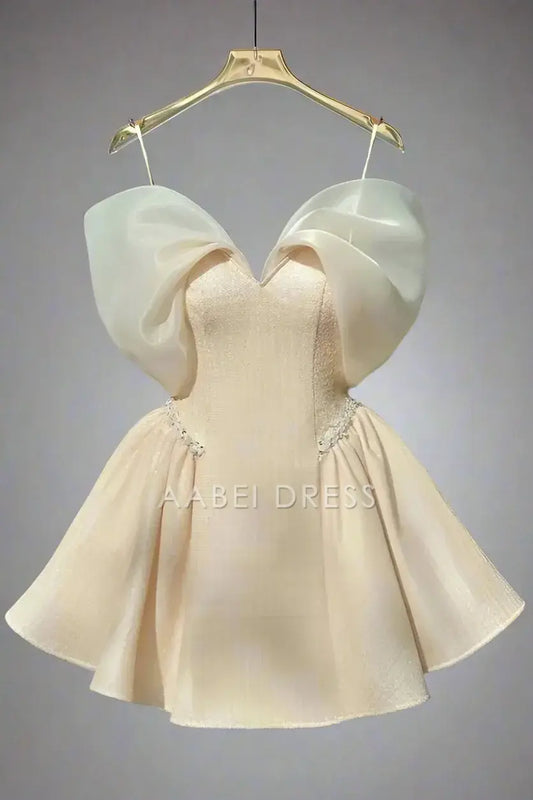 AABEI DRESS Exquisite A-line V Neck Off the Shoulder Fashion Hot Sale Short Homecoming Dress