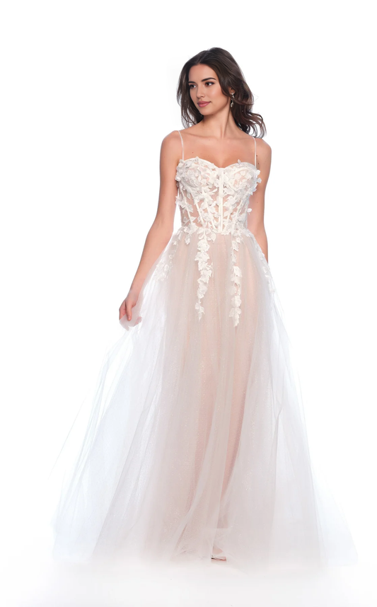 AABEI DRESS Exquisite A Line Spaghetti Strap Sweetheart Neckline Backless Floor-Length Fantastic Wedding Dress