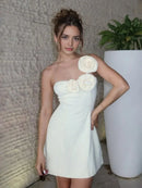 AABEI DRESS For Women Short Prom Dress A Line One Shoulder With 3D Flowers Exquisite Mini Dress Affordable Hot Sale Homecoming Dress