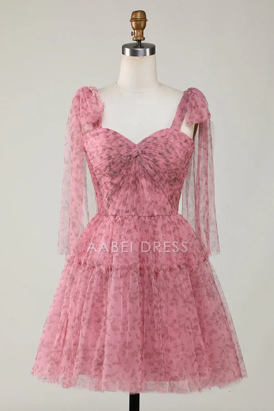 AABEI DRESS For Women Short Prom Dress Printed A-Line Sweetheart Neckline Backless Cute Dress Affordable Hot Sale Homecoming Dress