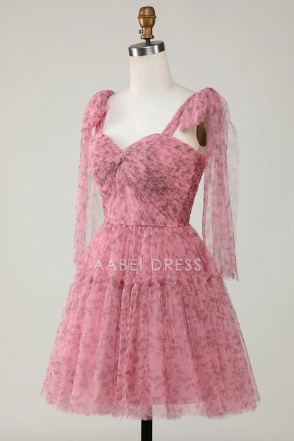 AABEI DRESS For Women Short Prom Dress Printed A-Line Sweetheart Neckline Backless Cute Dress Affordable Hot Sale Homecoming Dress