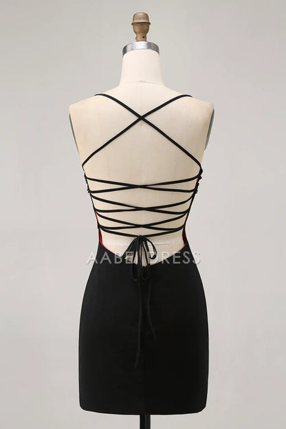 AABEI DRESS For Women Short Prom Dress Sheath Spaghetti Straps Beading Backless Charming Dress Affordable Hot Sale Homecoming Dress
