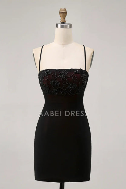 AABEI DRESS For Women Short Prom Dress Sheath Spaghetti Straps Beading Backless Charming Dress Affordable Hot Sale Homecoming Dress