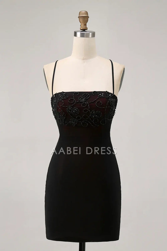 AABEI DRESS For Women Short Prom Dress Sheath Spaghetti Straps Beading Backless Charming Dress Affordable Hot Sale Homecoming Dress