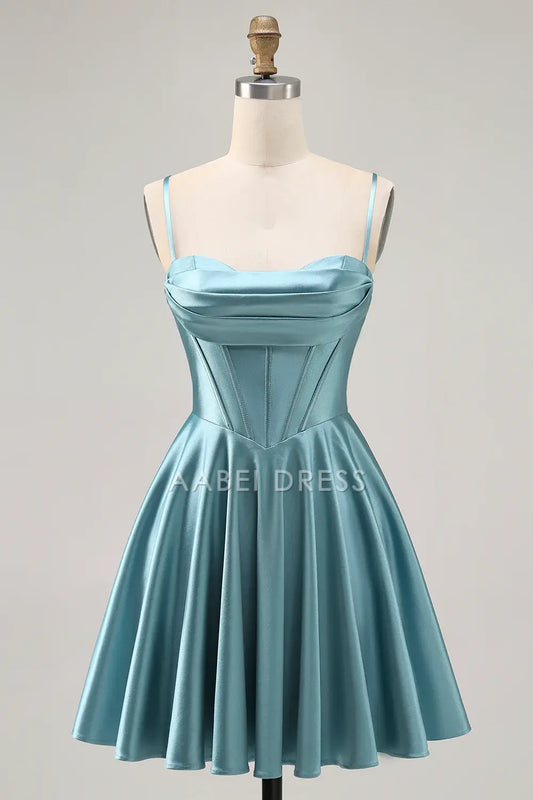 AABEI DRESS For Women Short Prom Dress Simple A Line Spaghetti Strap Sweetheart Neckline Backless Pleated Dress Affordable Hot Sale Homecoming Dress