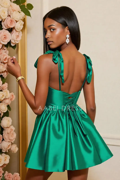 AABEI DRESS For Women Short Prom Dress Simple Green A Line Spaghetti Strap Backless Dress Affordable Hot Sale Homecoming Dress