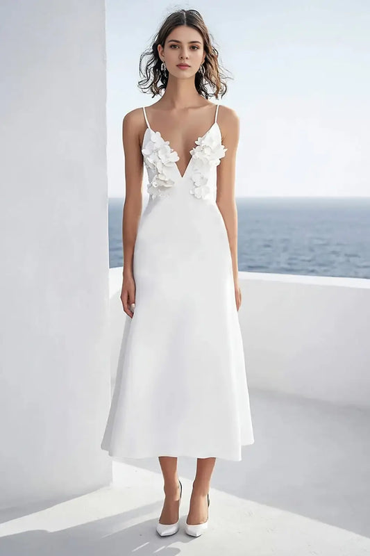 AABEI DRESS Formal Wear Dresses A Line Deep V-Neck Spaghetti Strap Floral Dinner Dress Exquisite Wedding Dress
