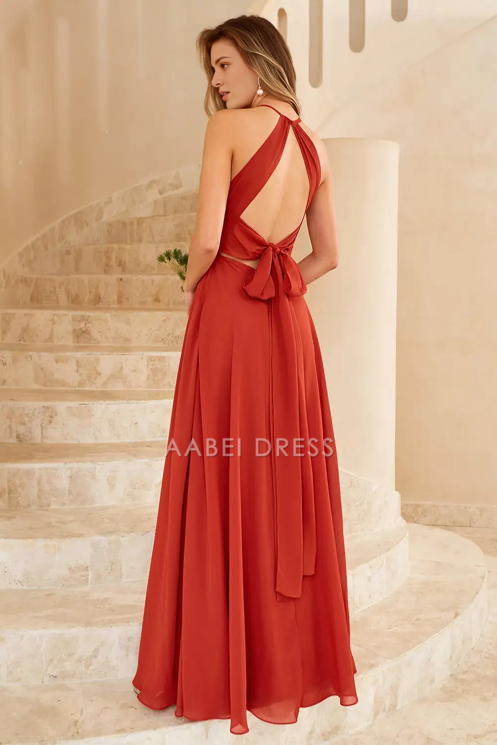 AABEI DRESS Formal Wear Dresses A Line Halter Backless Side Fork Elegant Simple Hot Sale Prom Dress