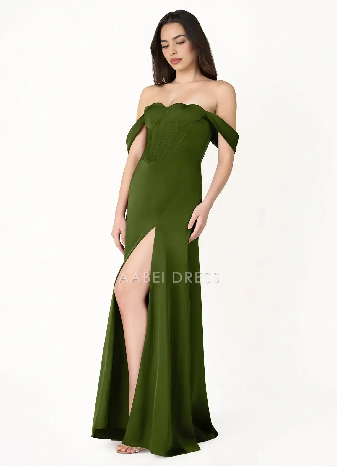 AABEI DRESS Formal Wear Dresses A Line Low-Cut Scalloped Neckline Off Shoulder Side Fork Backless Fashion Party Dress Hot Sale Prom Dress
