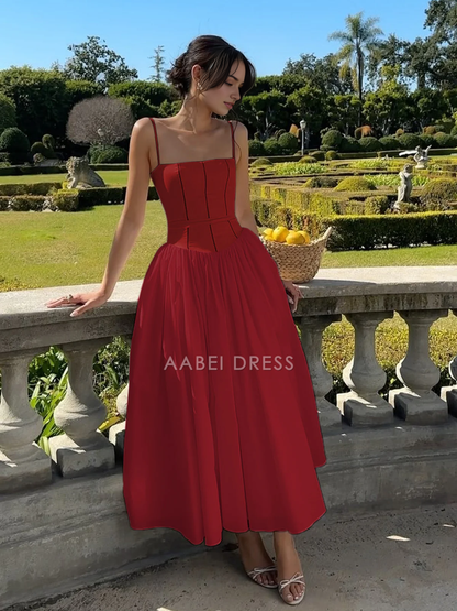 AABEI DRESS Formal Wear Dresses A Line Spaghetti Strap Low-Cut Elegant Simple Hot Sale Prom Dress